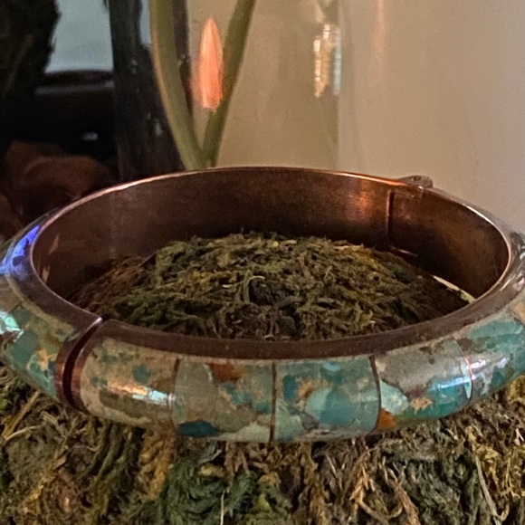 Vintage DTR Jay King Turquoise Copper Bangle Bracelet- stunning!!2-1/2 inside - Picture 9 of 10